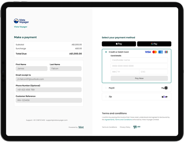 Mint Checkout Page AU